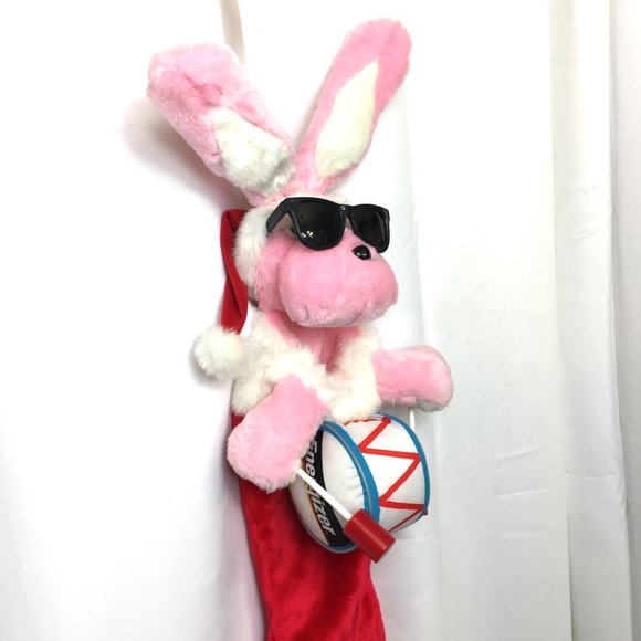 ENERGIZER 2006 Plush Pink Bunny with Drum Christmas Stocking - Picture 5 of 15